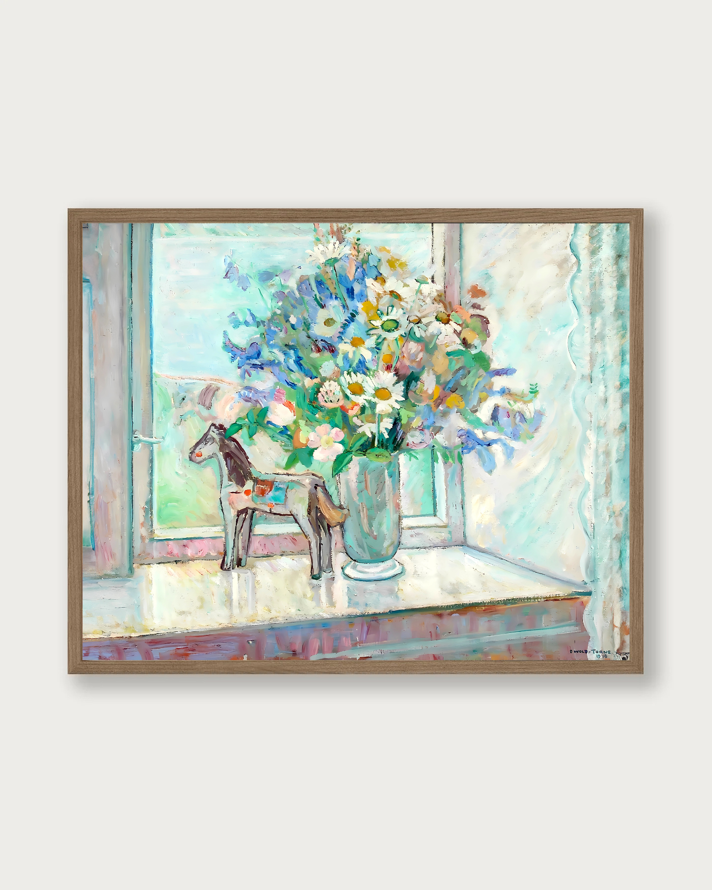 "Flowers & Dala Horse" Art Print