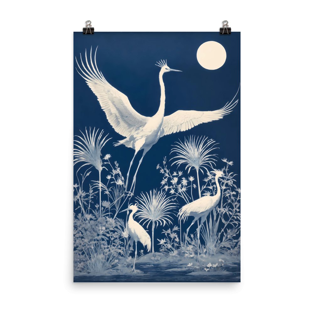 "Crane Cyanotype" Art Print - Lidia's