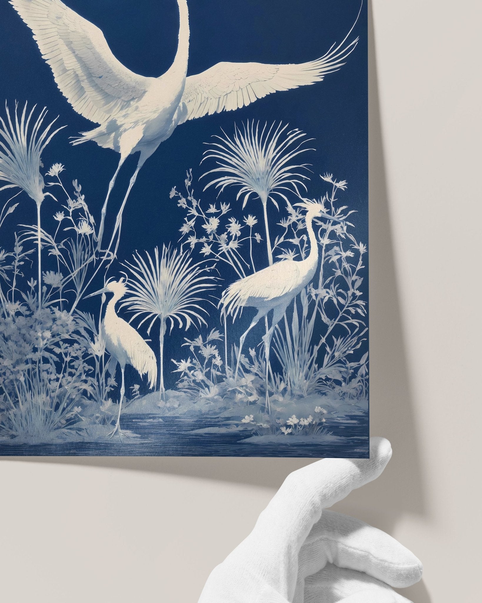 "Crane Cyanotype" Art Print - Lidia's