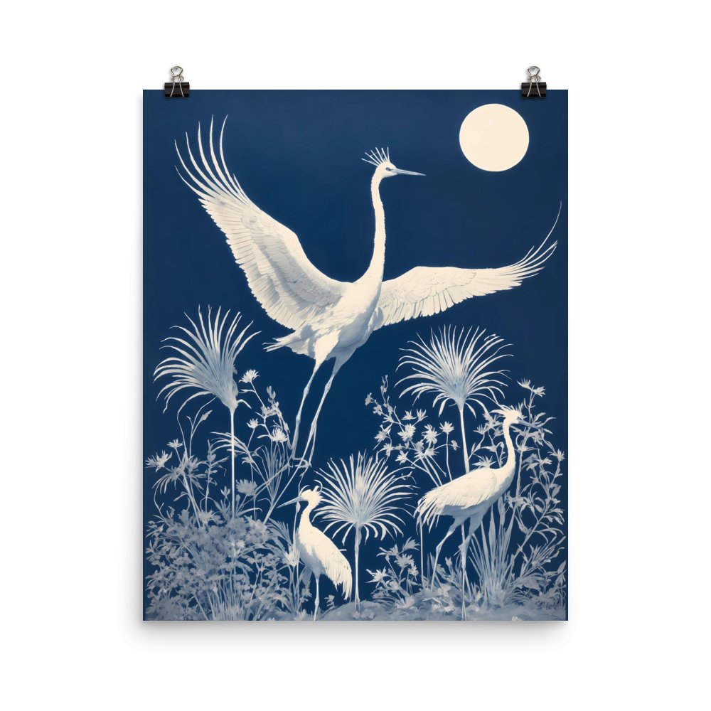 "Crane Cyanotype" Art Print - Lidia's