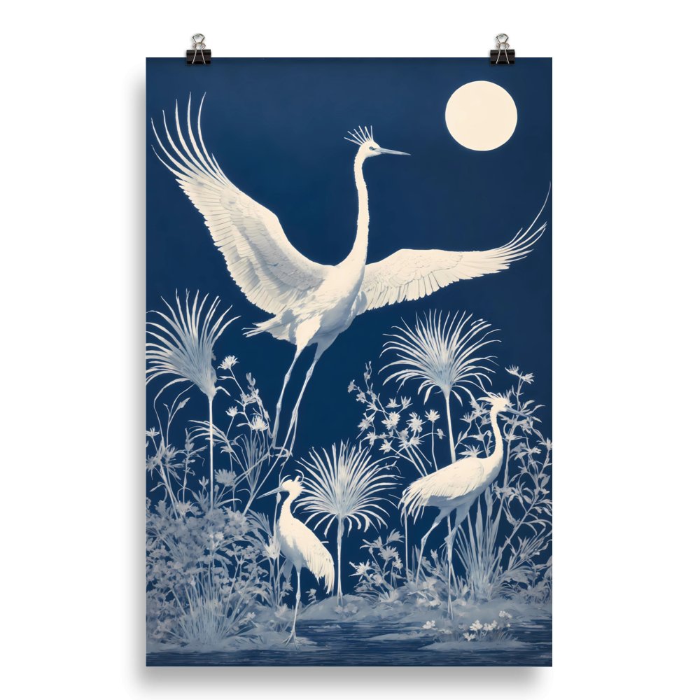 "Crane Cyanotype" Art Print - Lidia's
