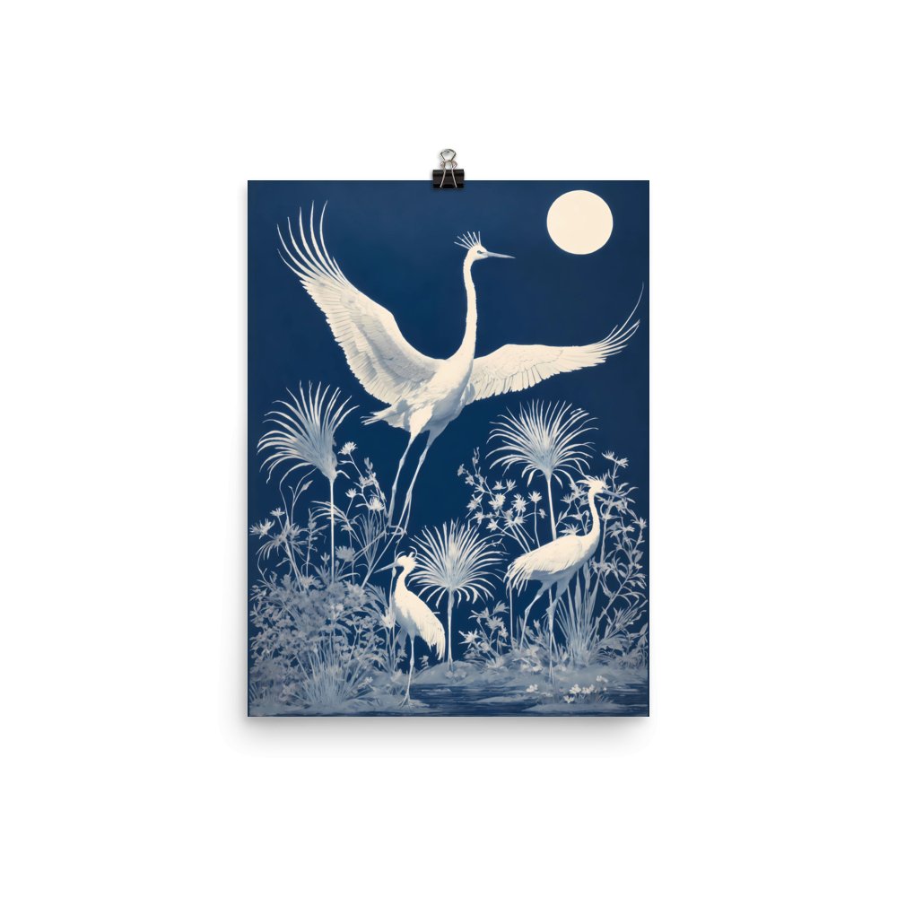 "Crane Cyanotype" Art Print - Lidia's