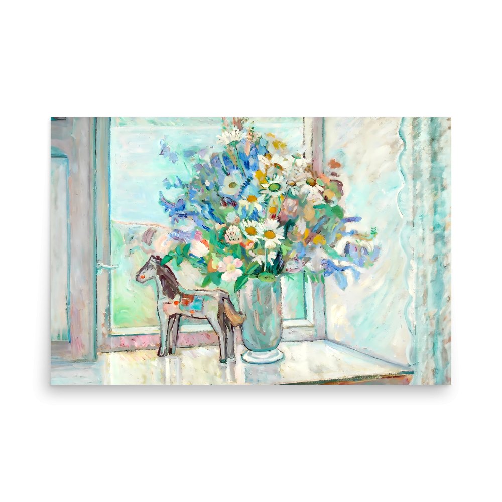 "Flowers & Dala Horse" Art Print - Lidia's