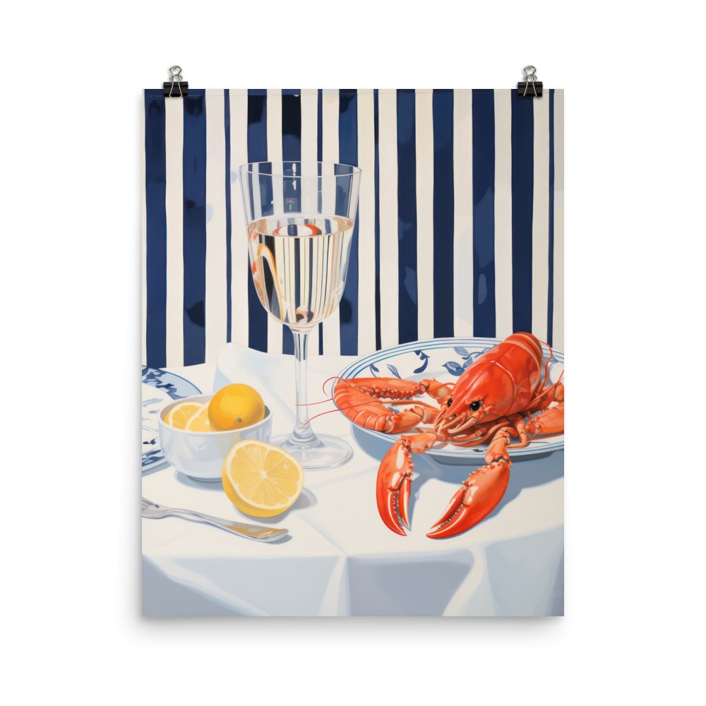 "Lobster & Wine" Art Print - Lidia's