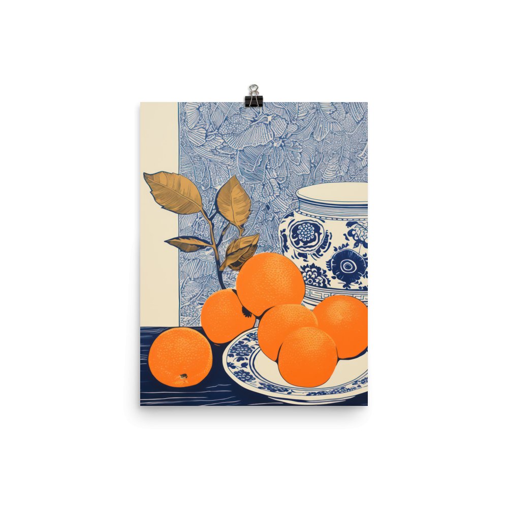 "Oranges in Blue" Art Print - Lidia's