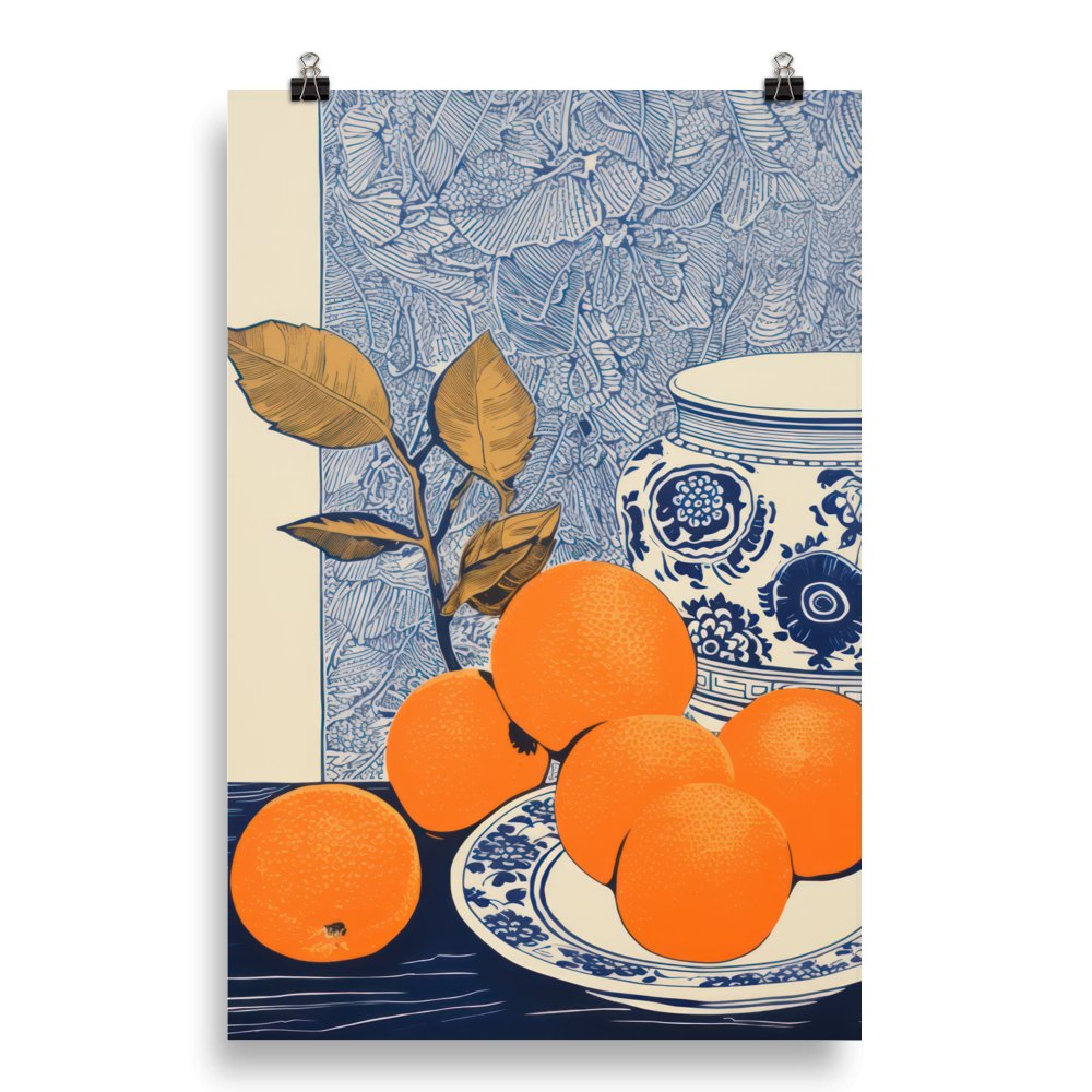 "Oranges in Blue" Art Print - Lidia's