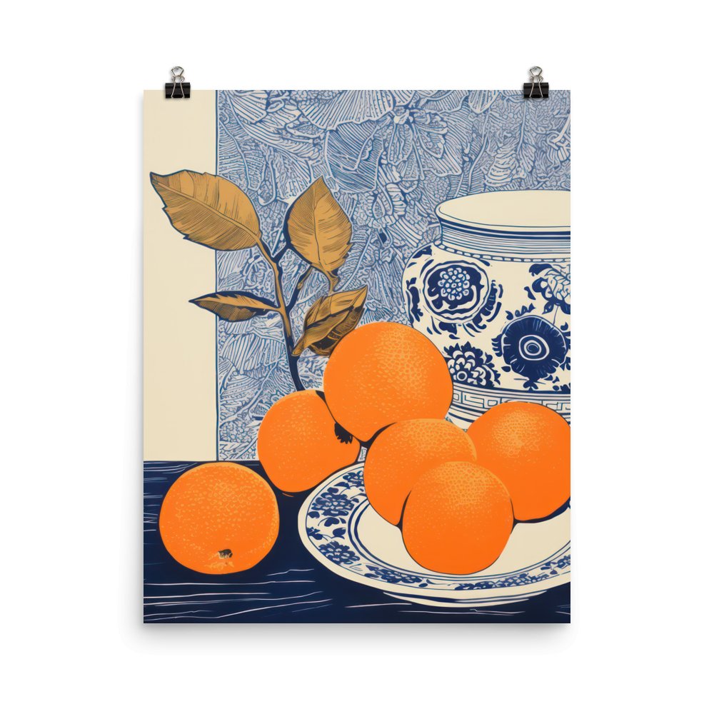 "Oranges in Blue" Art Print - Lidia's