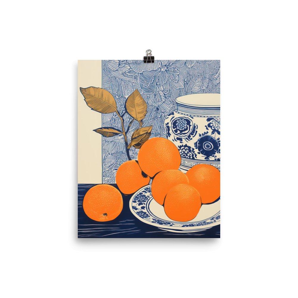 "Oranges in Blue" Art Print - Lidia's