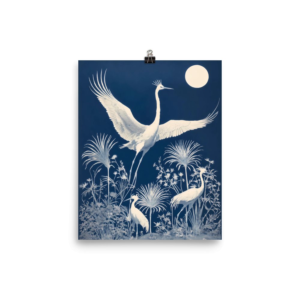 "Crane Cyanotype" Art Print - Lidia's