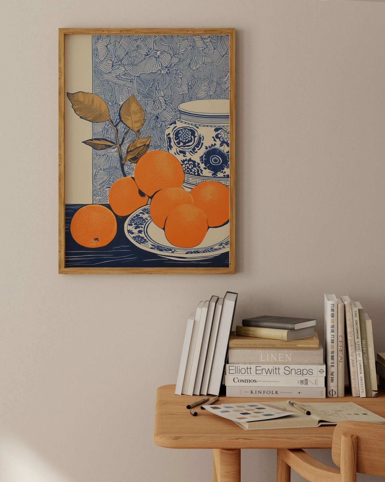 "Oranges in Blue" Art Print - Lidia's